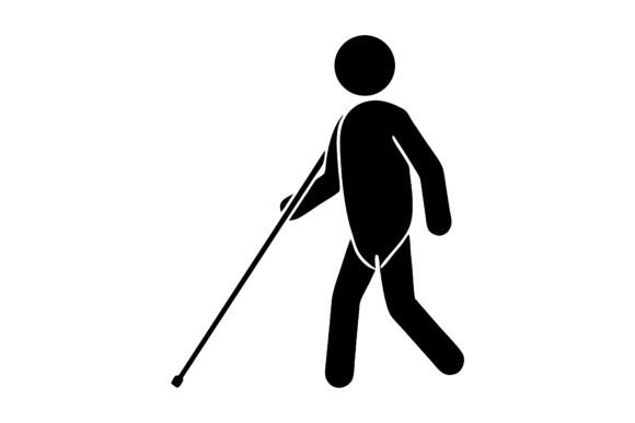 Blind Person Walking Vector Icon