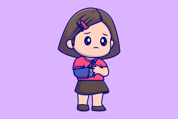 Cute Girl Injury with Bandage Hand