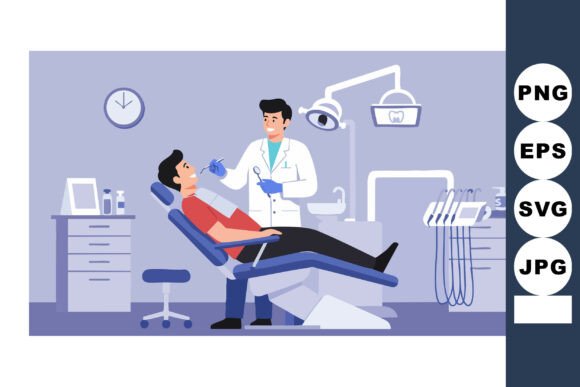 Dentist Examining Patient in Dental Clin