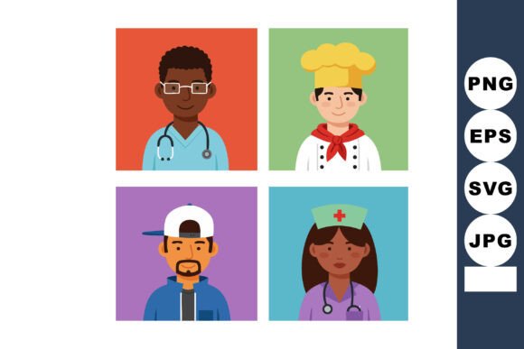 Diverse Professions Avatars Including Do