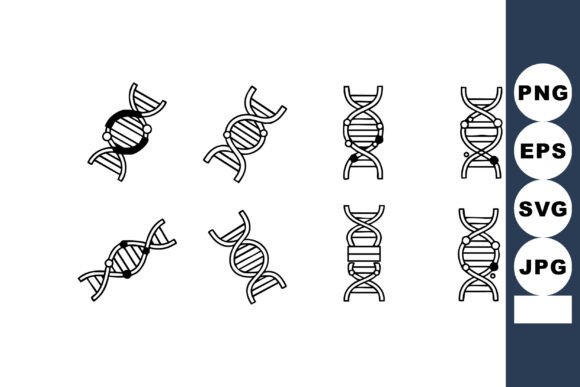 DNA Helix Icons Set with Simple Black Outline Review