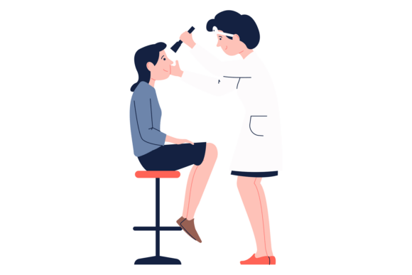 Doctor Check Neurological Problem. Girl