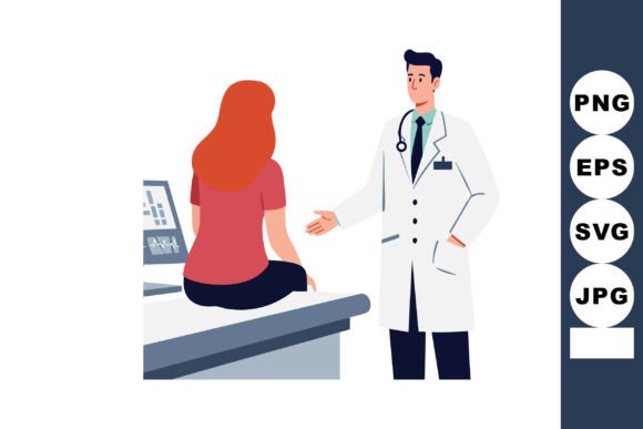 Doctor Consulting Female Patient Embroidery Review