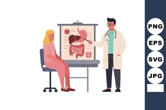 Doctor Explaining Human Digestive System