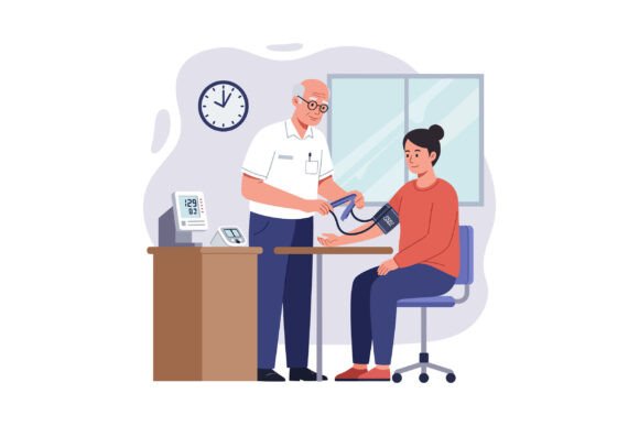 Elderly Man Measuring Blood Pressure