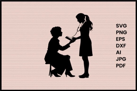 Female Doctor Checking Patient Silhouette