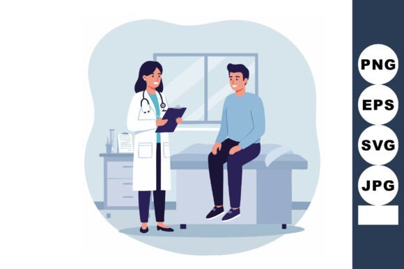 Female Doctor Consulting Male Patient Embroidery Review
