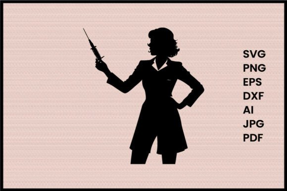 Female Doctor Holding Syringe Silhouette