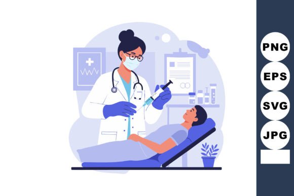 Female Doctor Preparing Injection for Pa