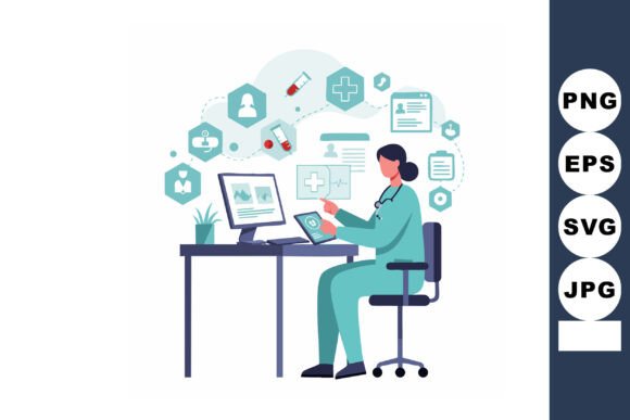Female Doctor Using Digital Health Recor