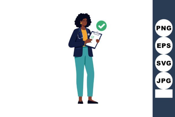 Female Doctor with Clipboard and Stethos