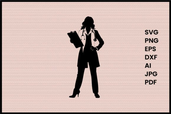 Female Doctor with Patient Chart Silhouette