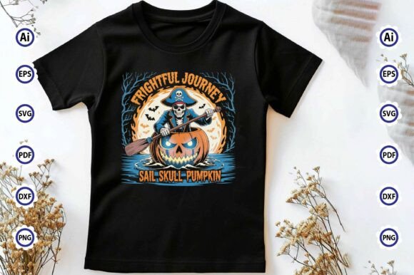 Frightful Journey Sail Skull Pumpkin PNG