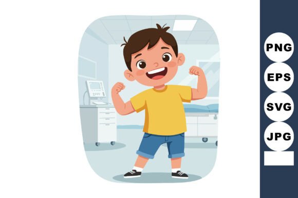 Happy Boy Showing Strength and Confidence