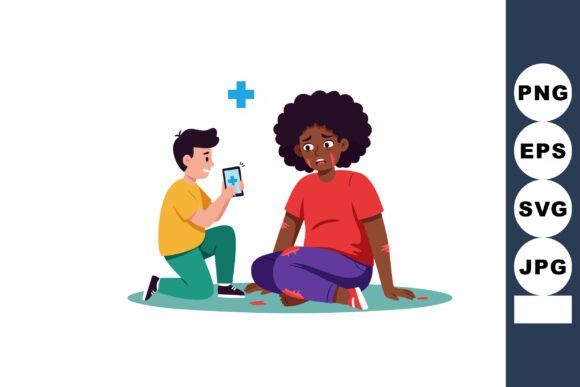 Injured Woman Receiving Help from Man