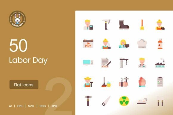 Labor Day Flat Multicolor Icons