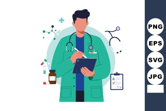 Male Doctor Wearing Green Coat Writing O