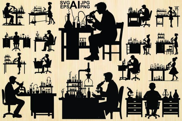 Scientist Silhouette Vector Art for Embroidery