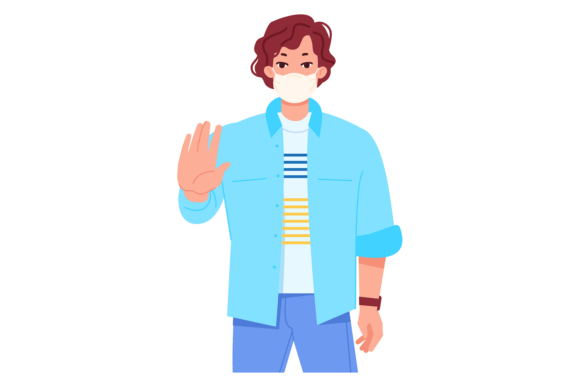 Stop Virus Gesture. Young Man in Medical