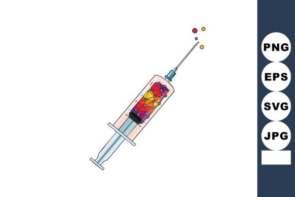 Syringe with Colorful Polygonal Geometri