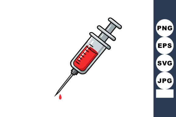 Syringe with Red Liquid Blood Drop Medic
