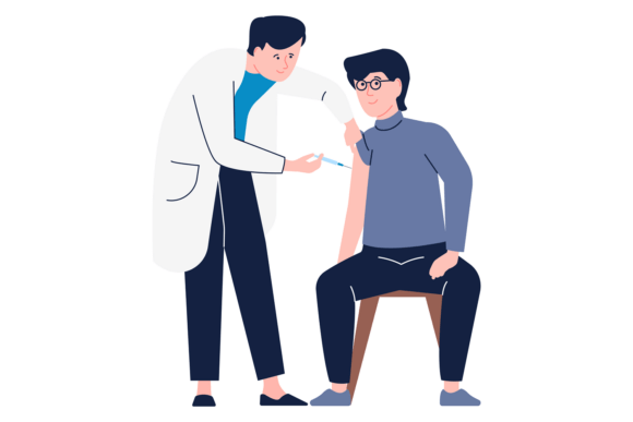 Vaccination Icon. Doctor Shot Patient Wi