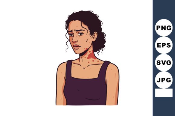Woman with Skin Rash and Concerned Expre