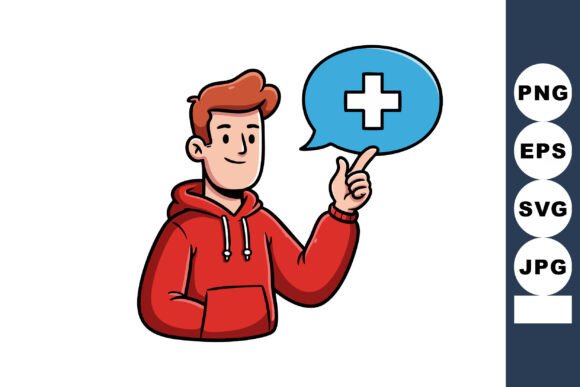 Young Man in Red Hoodie Pointing at Medi